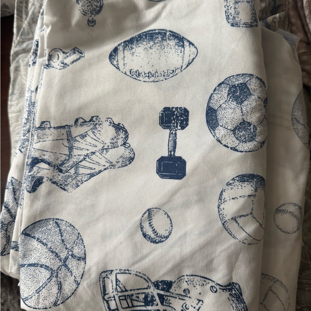 Twin navy Blue and White Sports sheet set